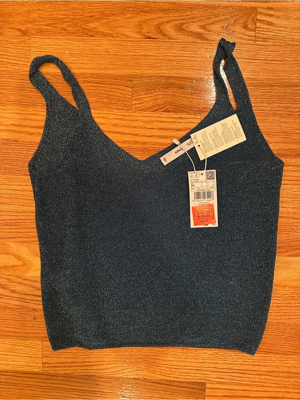 NWT Mango Sparkly Blue V-Neck Cami